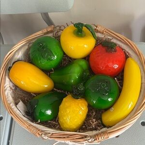 Colorful Glass Fruit Basket Decor